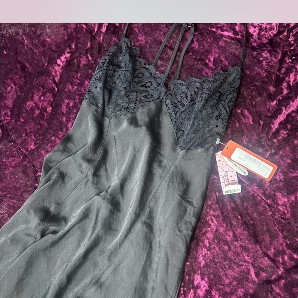 Elegant Black Lace Slip Dress night gown